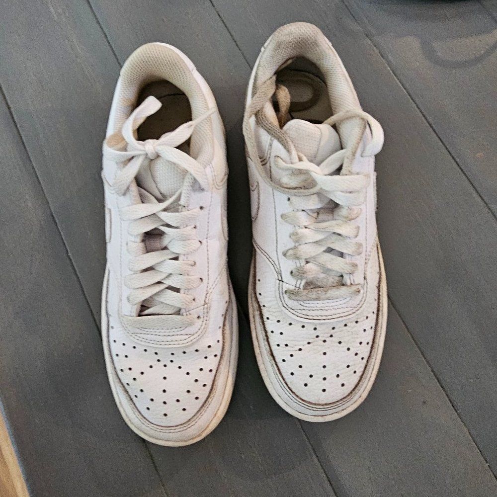 Nike Women's White Leather Court Vision Low Urbans Leisure Shoes Sneakers Size 6
